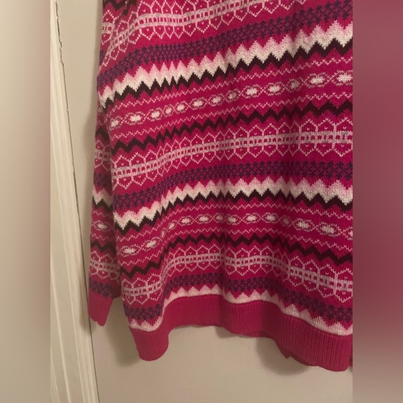 Talbots Pink Fair Isle Button Front Cardigan Size 1X Petite - Picture 10 of 12
